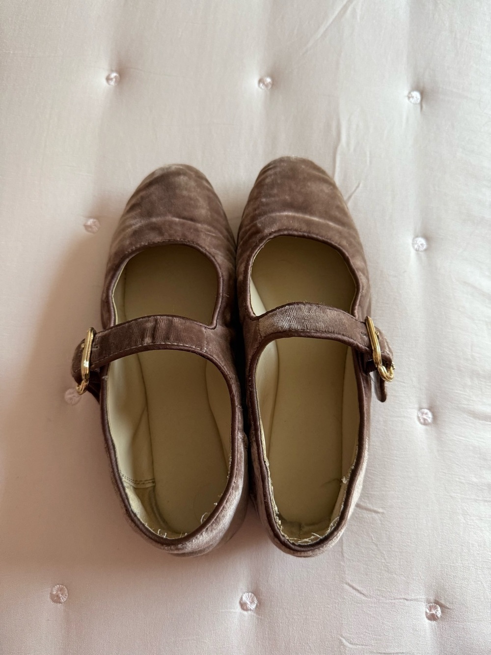 Sam Edelman Brown Velvet Mary Jane Flats with Gold Buckle